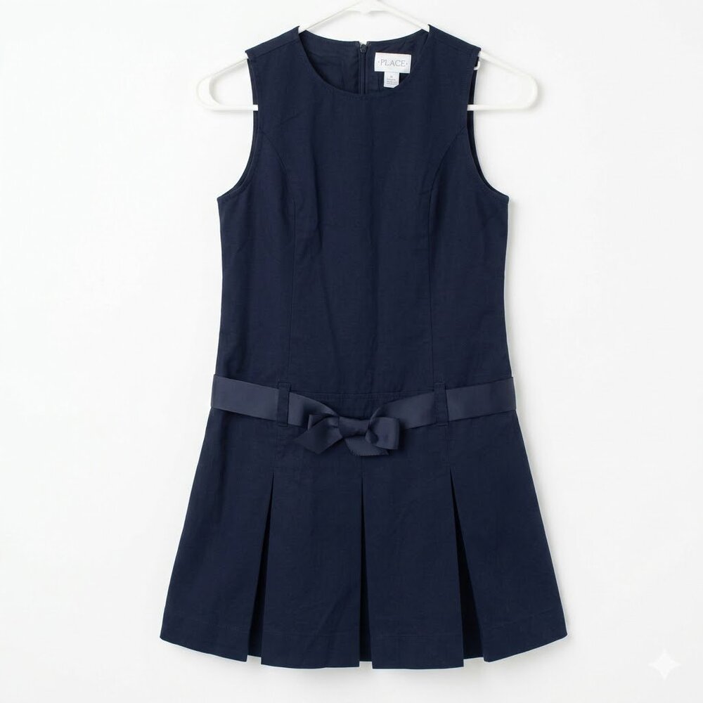 The Children's Place Girls Dress Size 12 Navy Blue Pleated